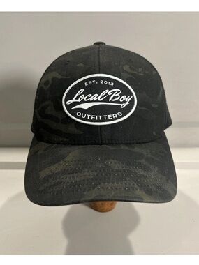 Local Boy Outfitters SnapBack Dark Camo Pattern Truckers Hat Mesh Black Gray OS